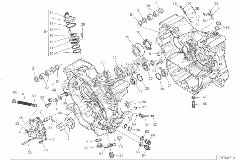 Todas as partes de 010 - Par De Meio Cárteres do Ducati Hypermotard 939 USA 2016